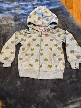 Juicy Couture Gray Hoodie with Gold Heart Print